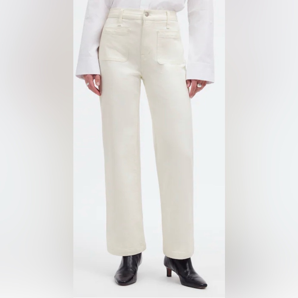 Madewell Womens 33 The Emmett Wide-Leg Full Length Jean Patch Pocket Edition EUC